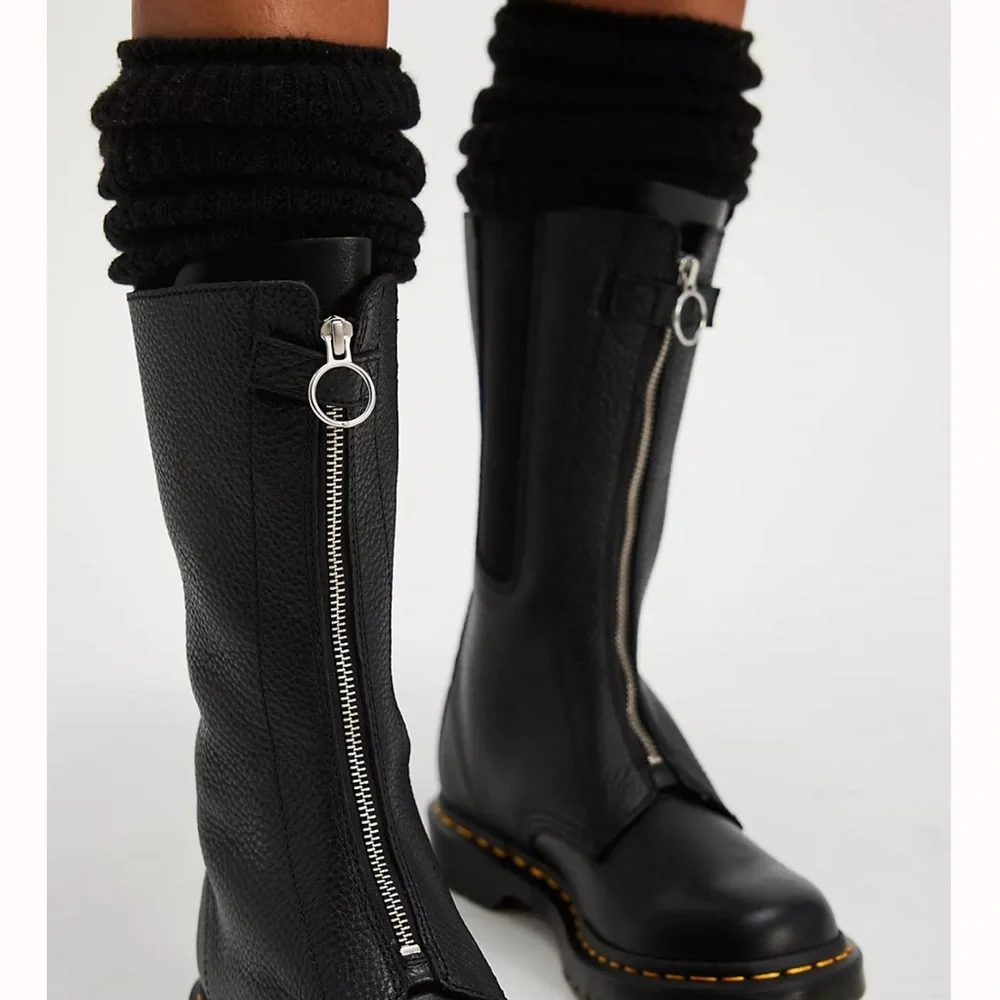 Dr. Martens Black Zip-Up Combat Boots 1899 front zip - Picture 3 of 8